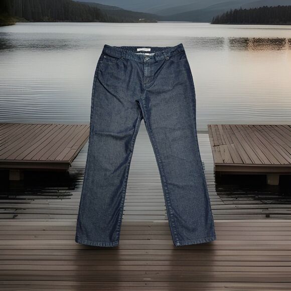 Chico's Denim - Chicos Ultimate Fit Slim Leg Straight Jeans 2.5 Short (35x28) Dark Blue Womens